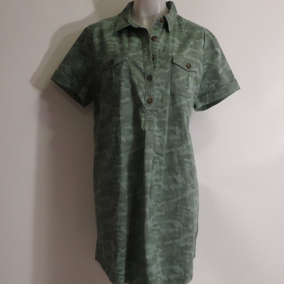 NWT Womens Vineyard Vine Tonal Camo Sage Olive Polo Margo Shirtdress 16 - Picture 3 of 16